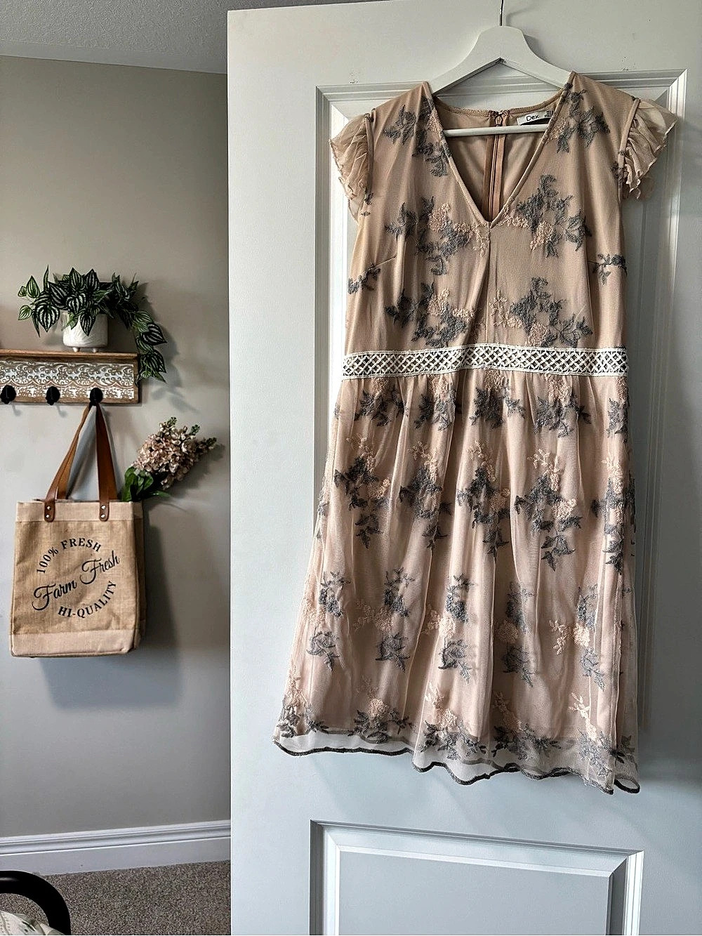 Dex Blush Embroidered Floral Dress
